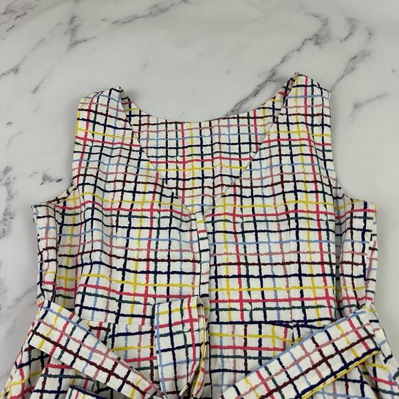 Modcloth Collectif Womens Retro Midi Dress Size 16 US White Rainbow Plaid Pocket - Picture 12 of 15